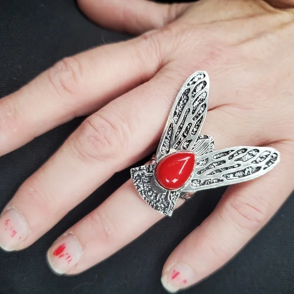 New Coral Flying Insect Silver Ring. - Picture 6 of 14